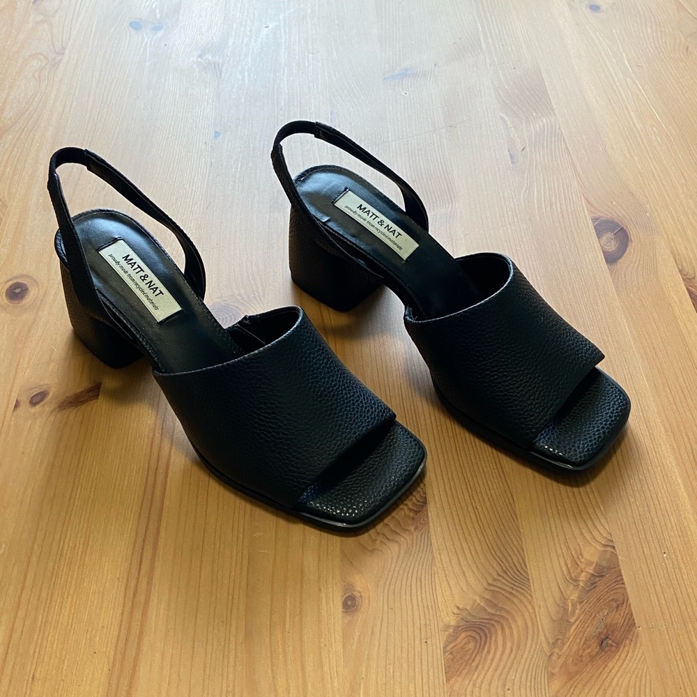 Matt & Nat Black Slingback Block Heels